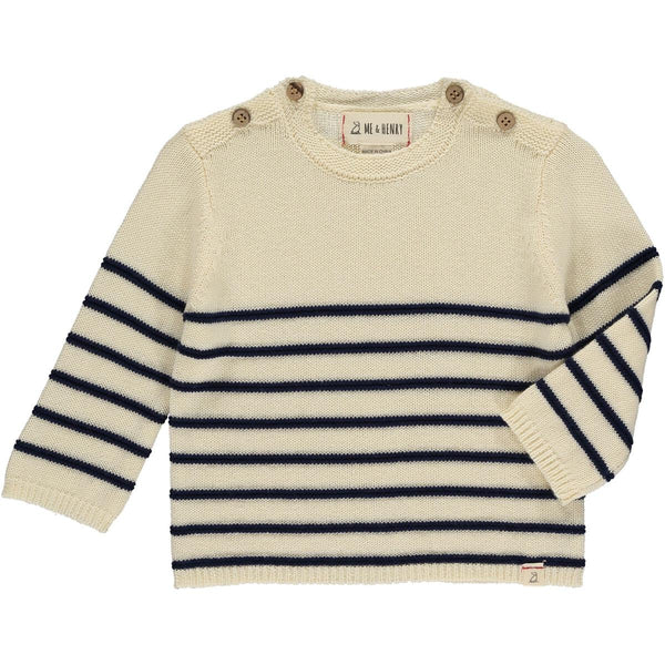 BRETON cream navy stripe baby sweater Me and Henry - KH Baby