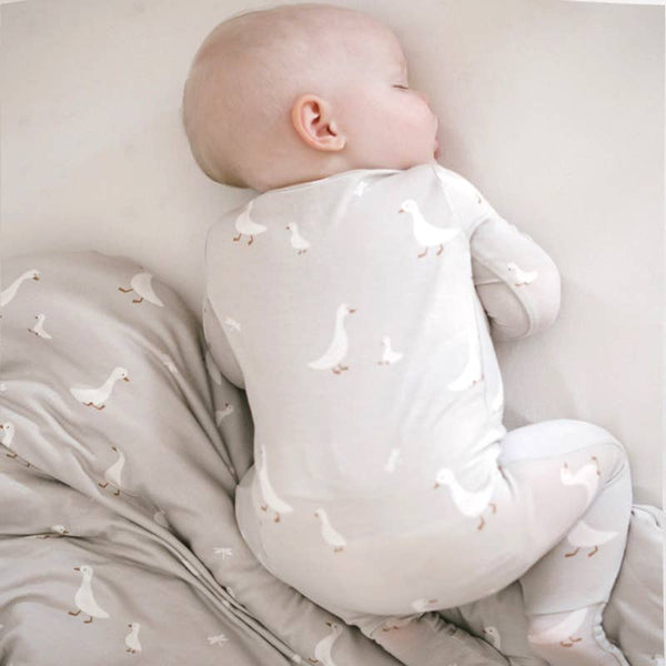 Goose Pajamas bamboo convertible footie Goose print baby KH Baby Texas