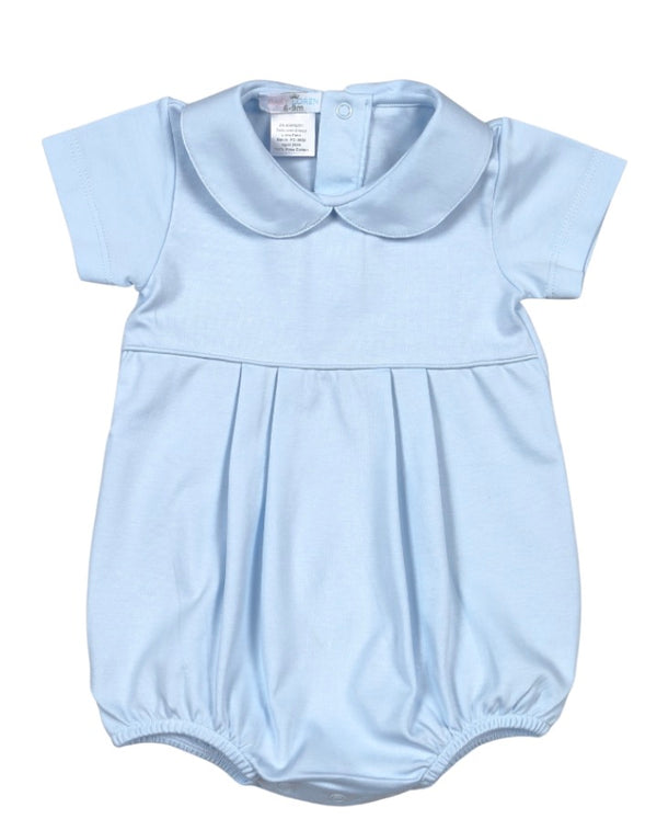 Blue collared pima cotton bubble for baby boys from KH Baby in Port Neches, Texas