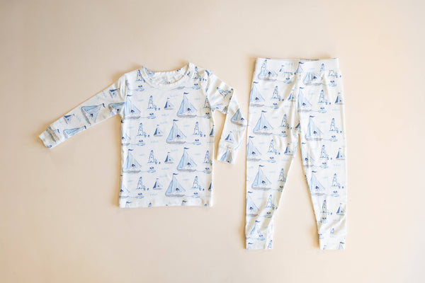 Pups Ahoy Two Piece Baby Set bamboo fabric thermoregulating KH Baby Texas