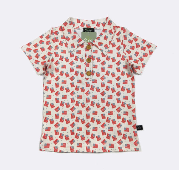 Freedom Flag Boy Collar Shirt