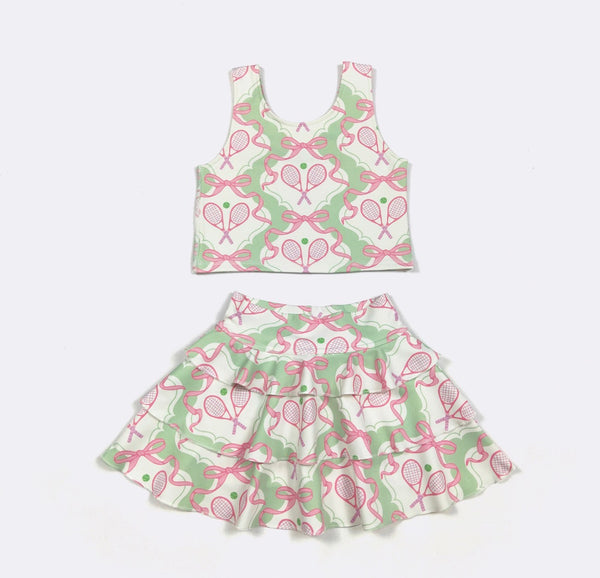 Tennis Ruffle Girls Skort Set athletic ruffle toddler girl boutique KH Baby Texas