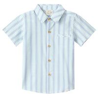 NEWPORT Woven Shirt - Chambray/Mint Stripe