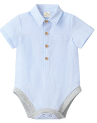 HELFORD Woven Onesie - Pale Blue Seersucker