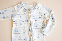Pups Ahoy Bamboo Romper puppy print baby outfit