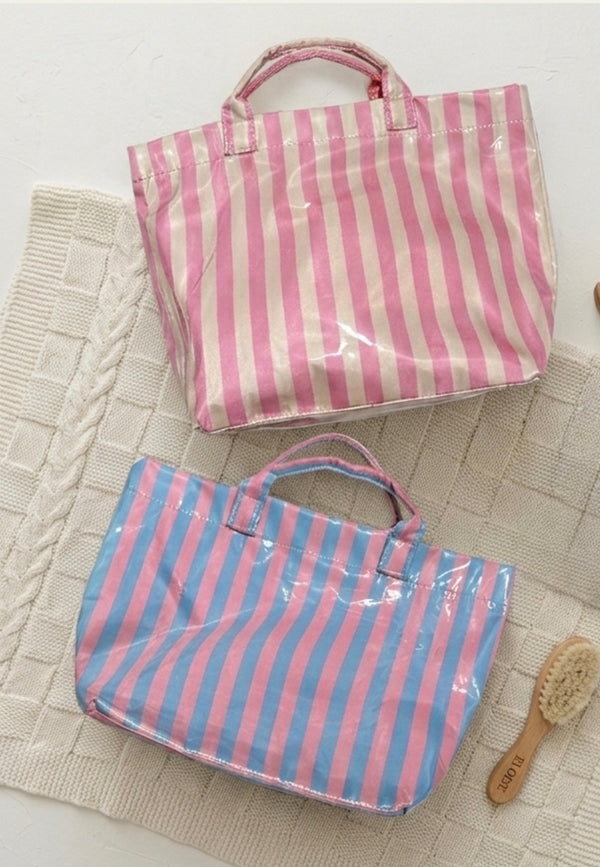 Cabana Striped Diaper Utility Tote laminated stripe tote bag baby mom KH Baby Texas