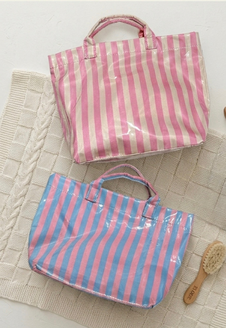 Cabana Striped Diaper Utility Tote laminated stripe tote bag baby mom KH Baby Texas
