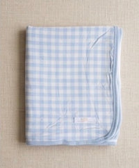 Blue Gingham Bamboo Blanket 47x47 inch baby swaddle blanket KH Baby Texas
