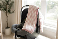 Rose Gingham Bamboo Blanket baby girl blanket Texas boutique