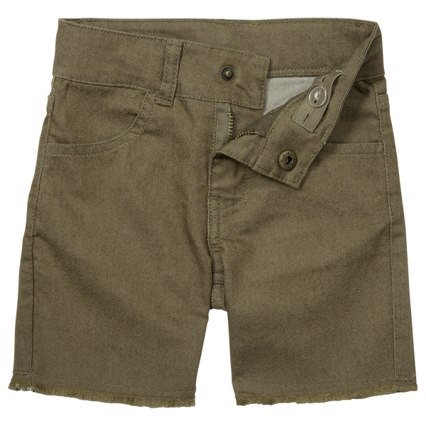 BinkyBro Waco denim shorts in army green for boys from KH Baby in Port Neches, Texas