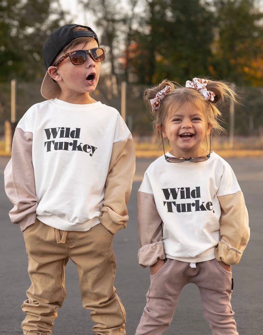 Wild Turkey | Kids Thanksgiving Sweatshirt