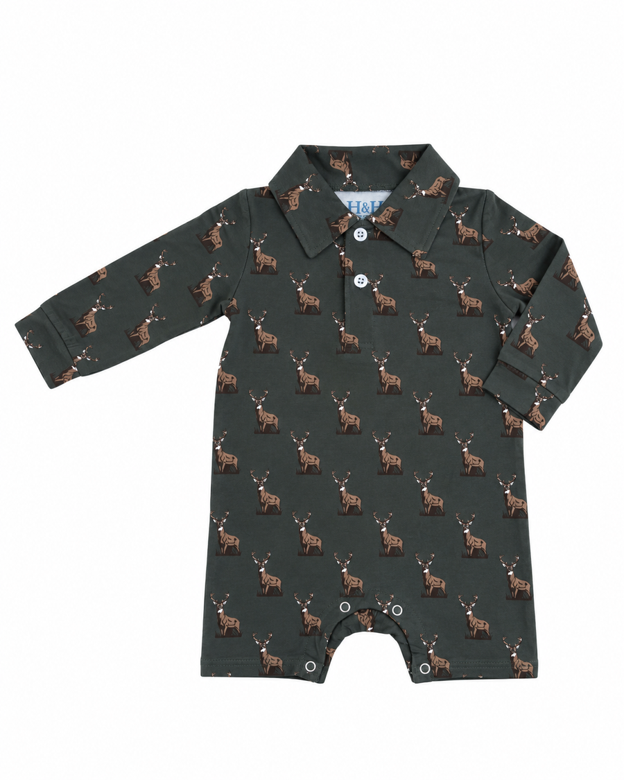 Harbor and Hound Tidewater Shortall in whitetail deer print for baby boys, KH Baby
