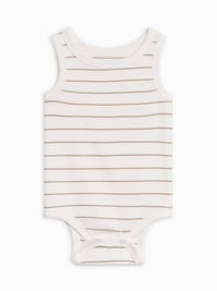Jett Ribbed Tank Bodysuit Dario Stripe Oat organic cotton baby bodysuit KH Baby