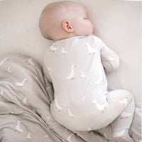 Goose Pajamas bamboo convertible footie Goose print baby KH Baby Texas
