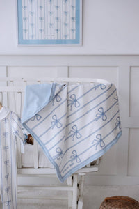 Blue Ribbon Bundle - Stroller Cushion, Cover, burp cloth and Blanket