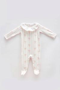 Baby Footed Onesie - Ribbon/Pink