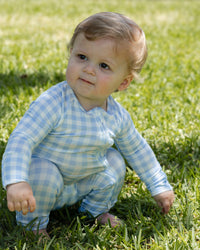 Blue Gingham Bamboo Romper