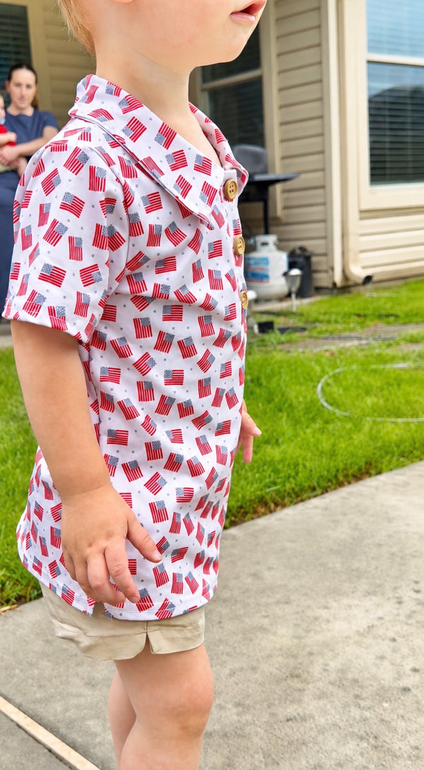 Freedom Flag Boy Collar Shirt