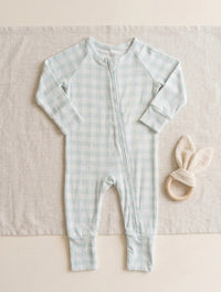 Mint Gingham Bamboo Romper newborn outfit soft bamboo
