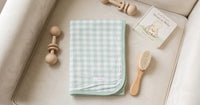 Mint Gingham Bamboo Blanket 47x47 inch baby swaddle blanket KH Baby Texas