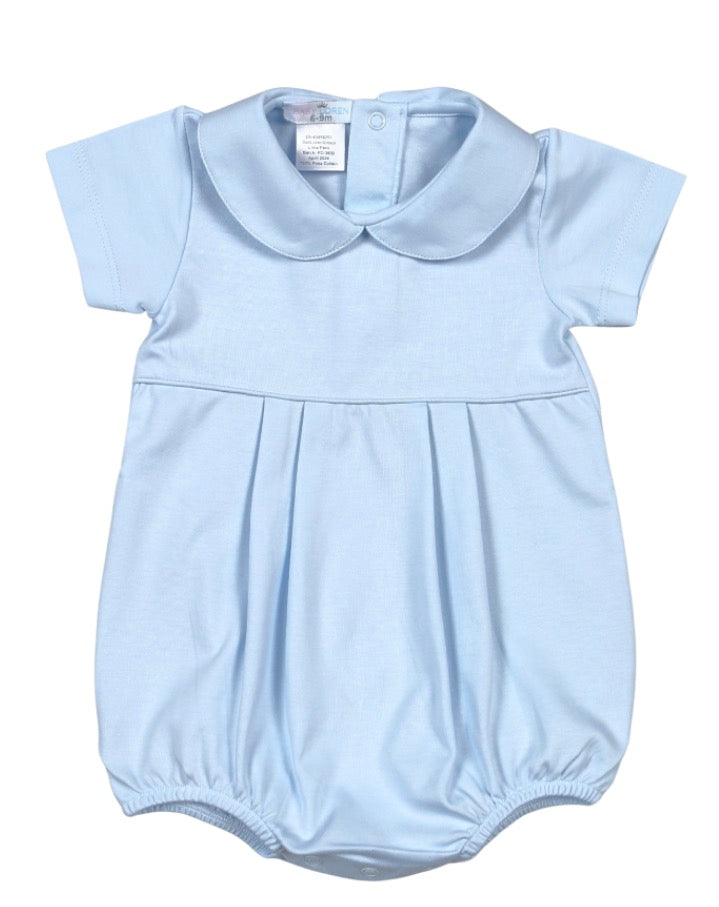 Blue collared pima cotton bubble for baby boys from KH Baby in Port Neches, Texas