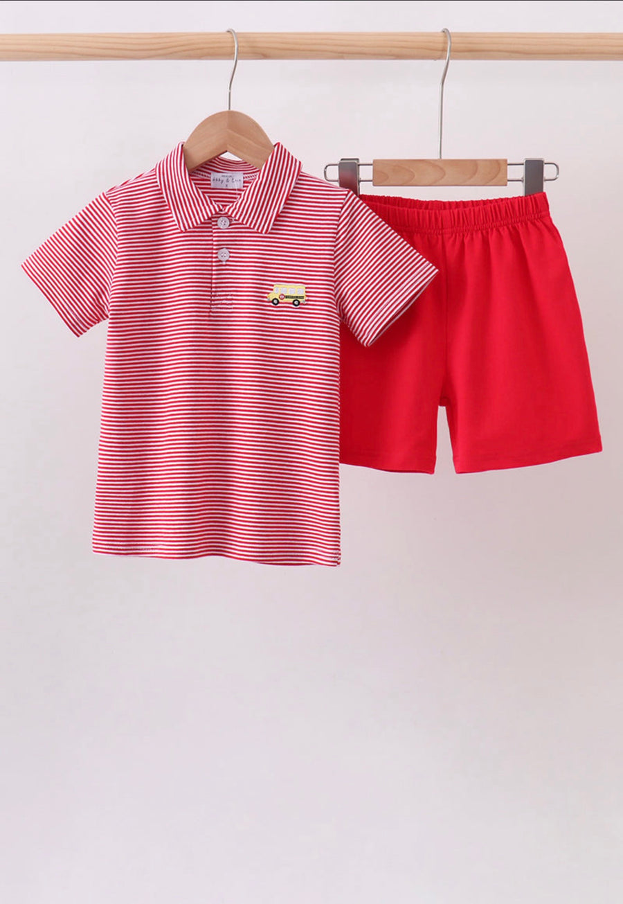 Red School Bus Polo Set