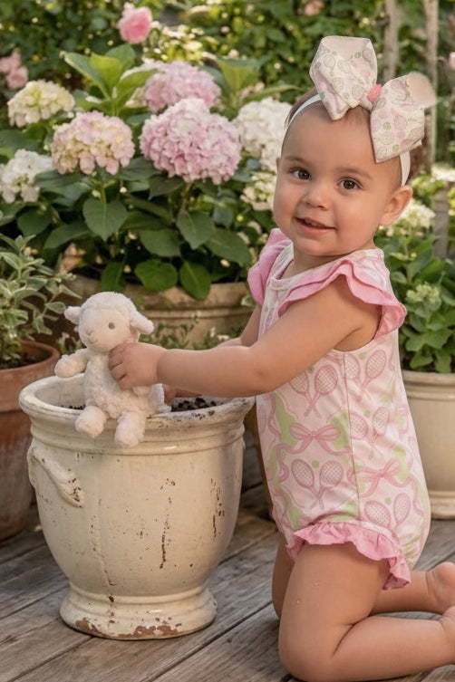 Tennis Ruffle Baby Romper cotton ruffle trim baby girl romper KH Baby Texas