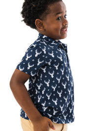 Boys Deer Lodge Performance Polo in navy, view 3