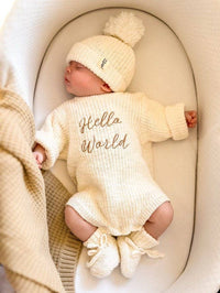 Hello World coming home romper, view 3