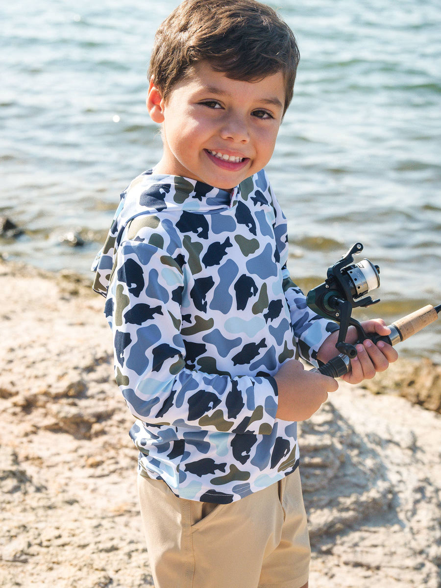 Baby Boy Fish Camo Performance Hooded Shirt from KH Baby in Port Neches, Texas