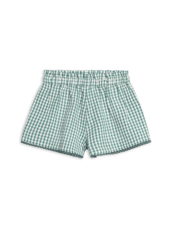Patty Seersucker Scalloped Trim Short - Laguna Gingham