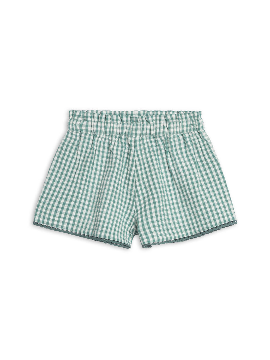 Patty Seersucker Scalloped Trim Short - Laguna Gingham