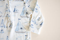 Pups Ahoy Newborn Gown bamboo fabric soft newborn outfit