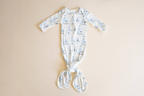 Pups Ahoy Newborn Gown bamboo open bottom gown newborn baby KH Baby Texas