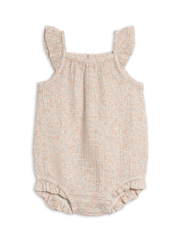 Sandra Muslin Tank Bubble Romper Belmont Floral organic cotton baby girl romper KH Baby