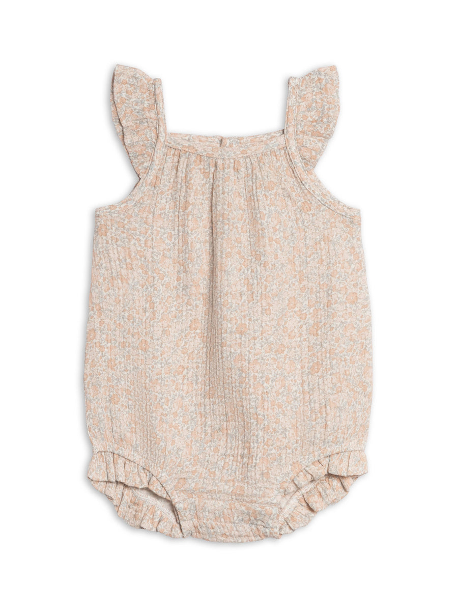 Sandra Muslin Tank Bubble Romper Belmont Floral organic cotton baby girl romper KH Baby