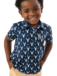 Boys Deer Lodge Performance Polo in navy, view 4