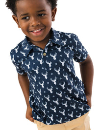 Boys Deer Lodge Performance Polo in navy, view 2