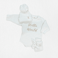 Hello World coming home romper, view 4