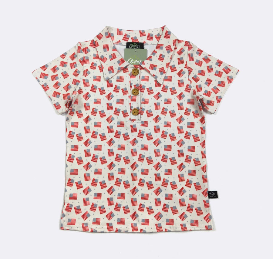 Freedom Flag Boy Collar Shirt