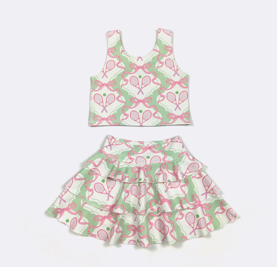 Tennis Ruffle Girls Skort Set athletic ruffle toddler girl boutique KH Baby Texas